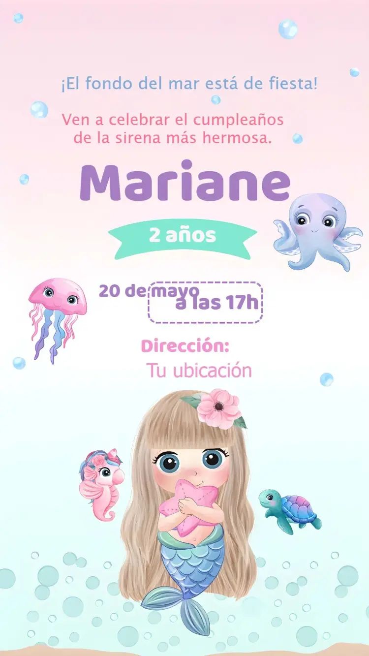Invitación Fondo Del Mar Tortuga