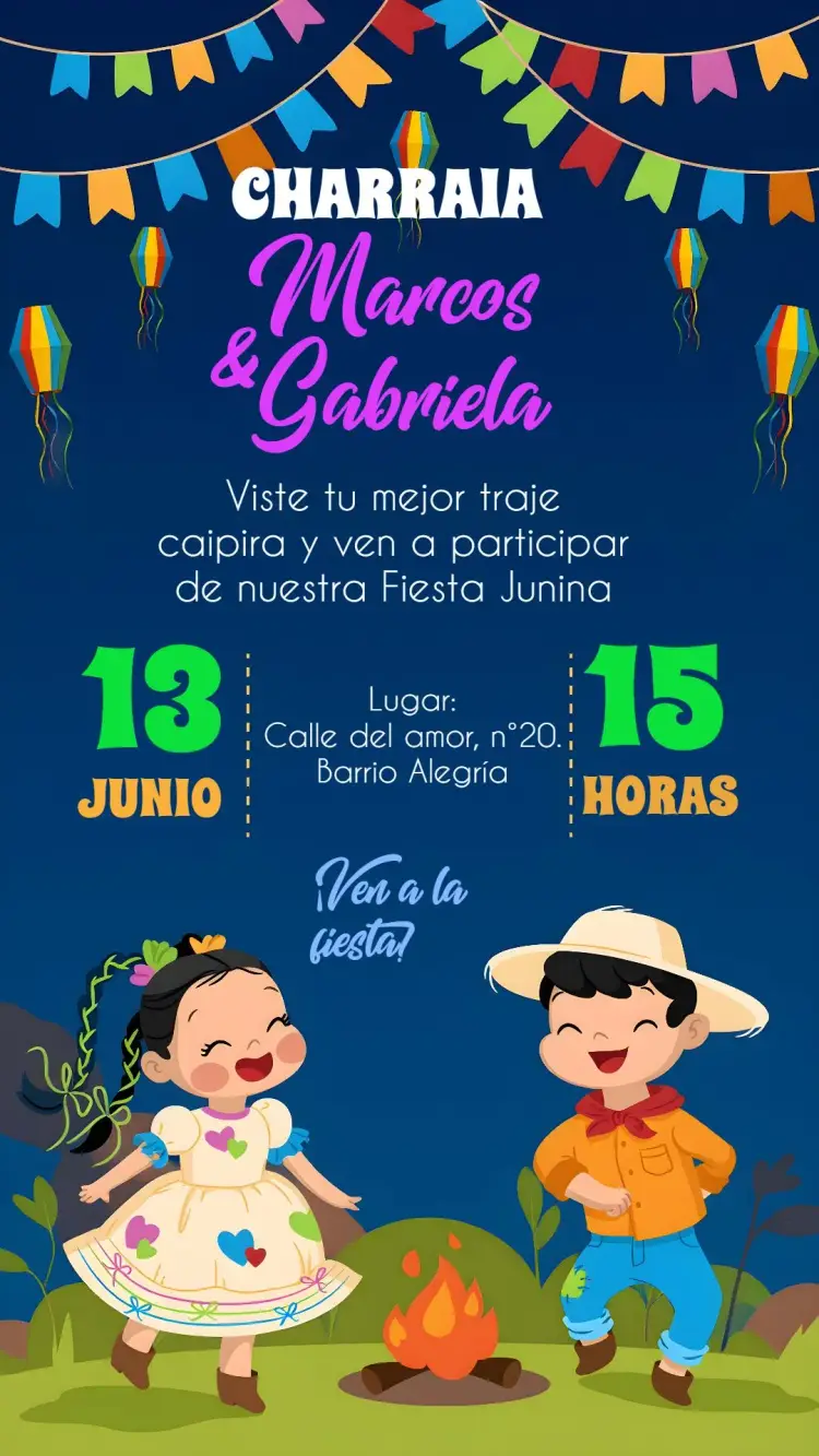 Invitación Charraiá Junino Amarillo