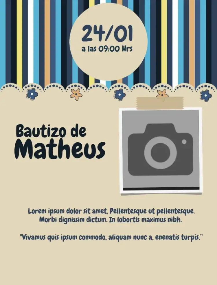 Invitación Bautizo Niño Online – tema Bautismo colorido, floral, moderno, infantil, alegre