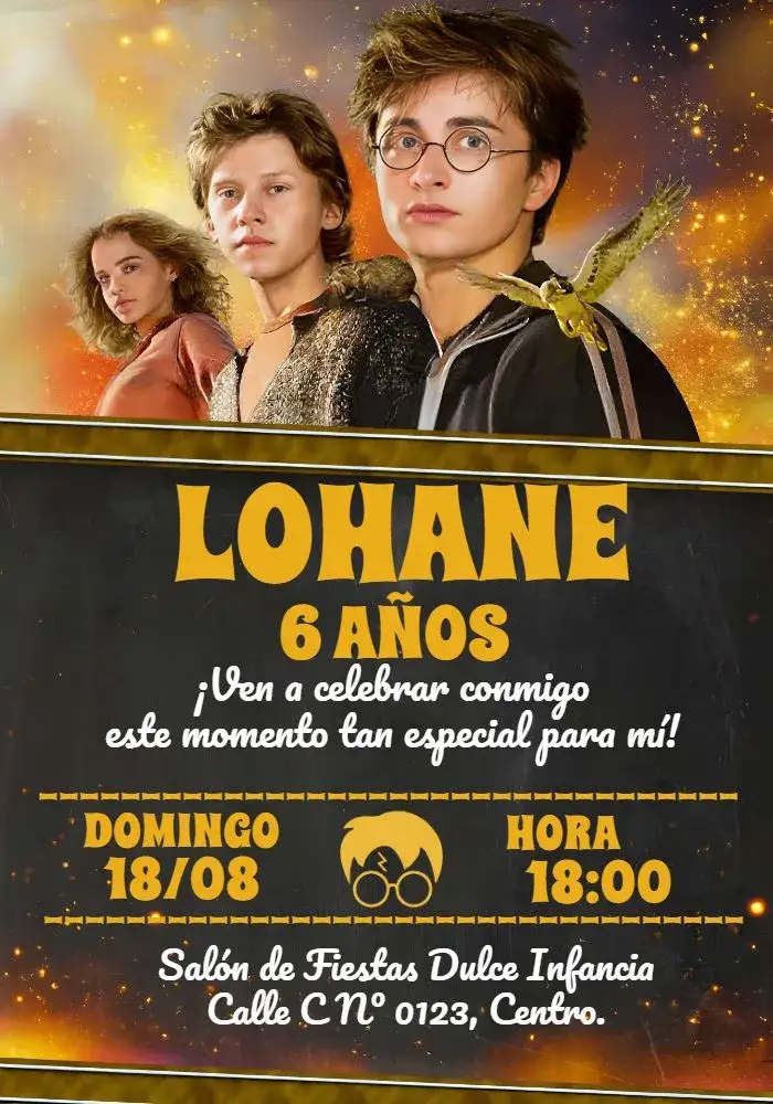Invitación Pizarra de Harry Potter – tema Cumpleaños Infantil pizarra, mágico, fantasía, infantil, temático, oscuro