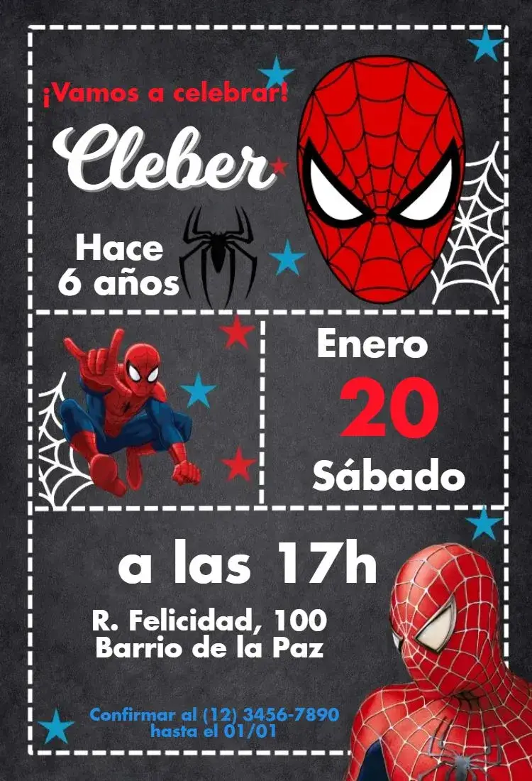 Invitación Spiderman Pizarra