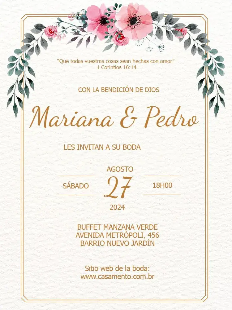 Invitación Boda Floral Delicada