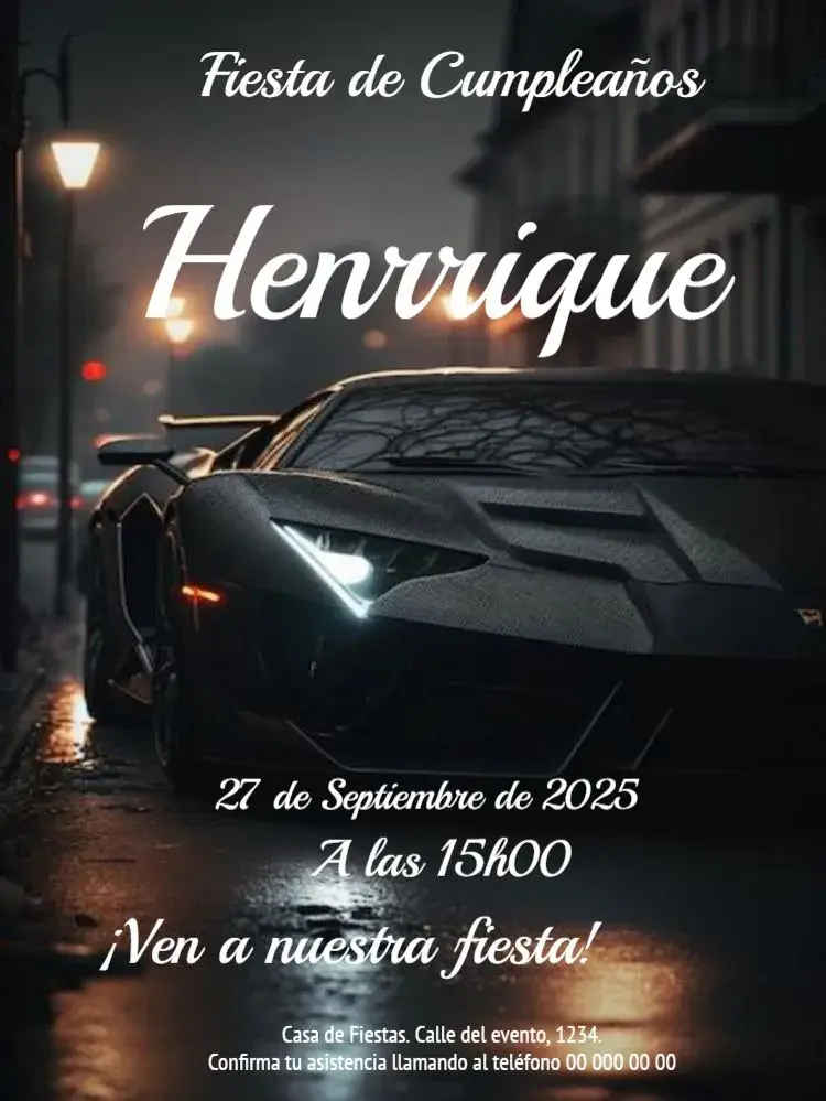 Invitación Auto Para |editar Fiesta