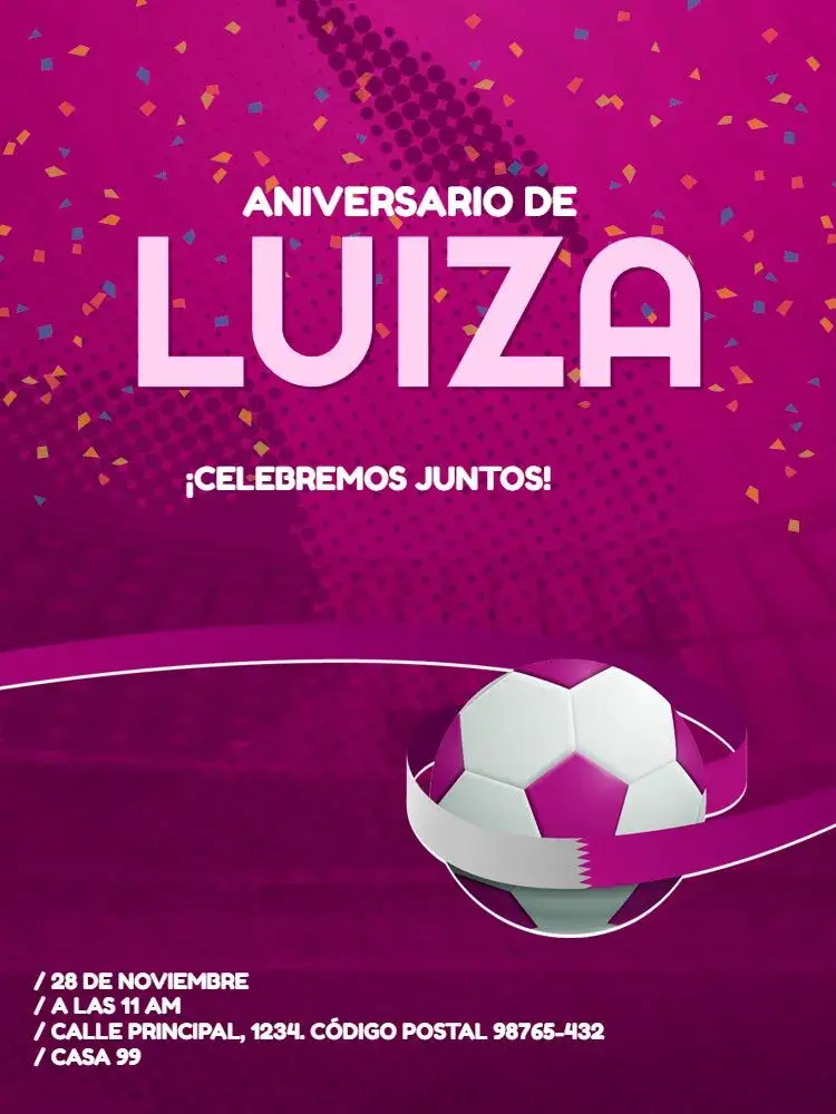 Invitación Fútbol Rosa Femenino Celebración