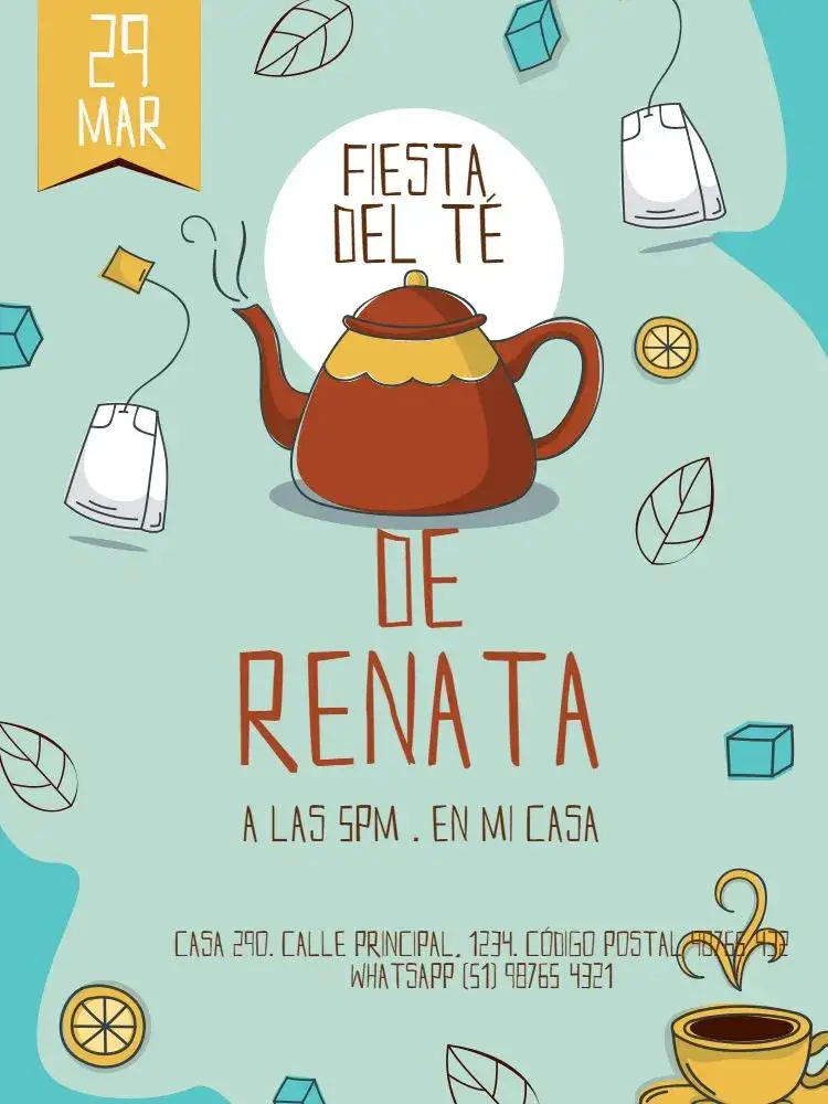 Invitación Fiesta Del Té Lúdico Bule – tema Baby Shower lúdico, delicado, claro, verde, infantil, alegre