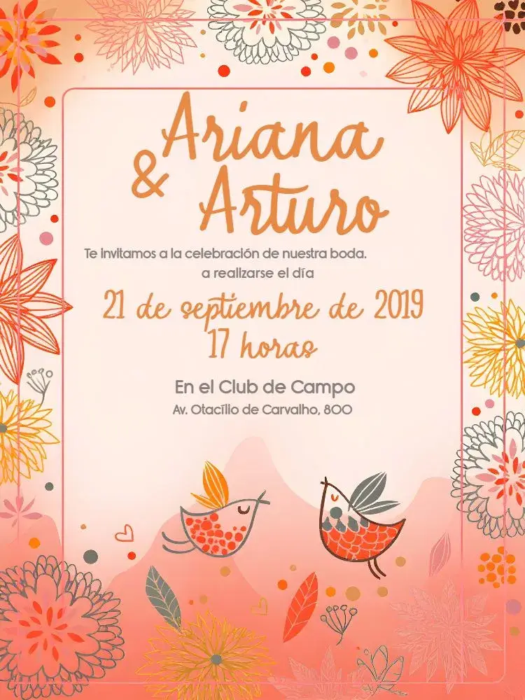 Invitación Boda Jardín Flores Romántico
