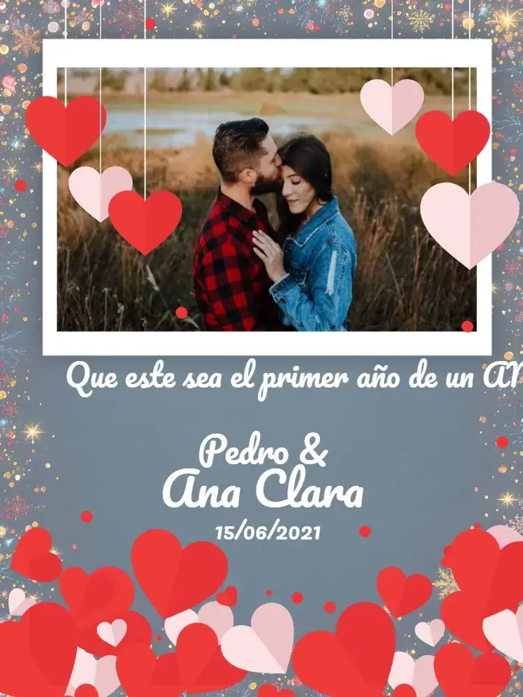 Invitación Tarjeta de San Valentín con Foto de Noviazgo – tema Fechas Conmemorativas romántico, colorido, moderno, divertido, fotos personales, diseño limpio