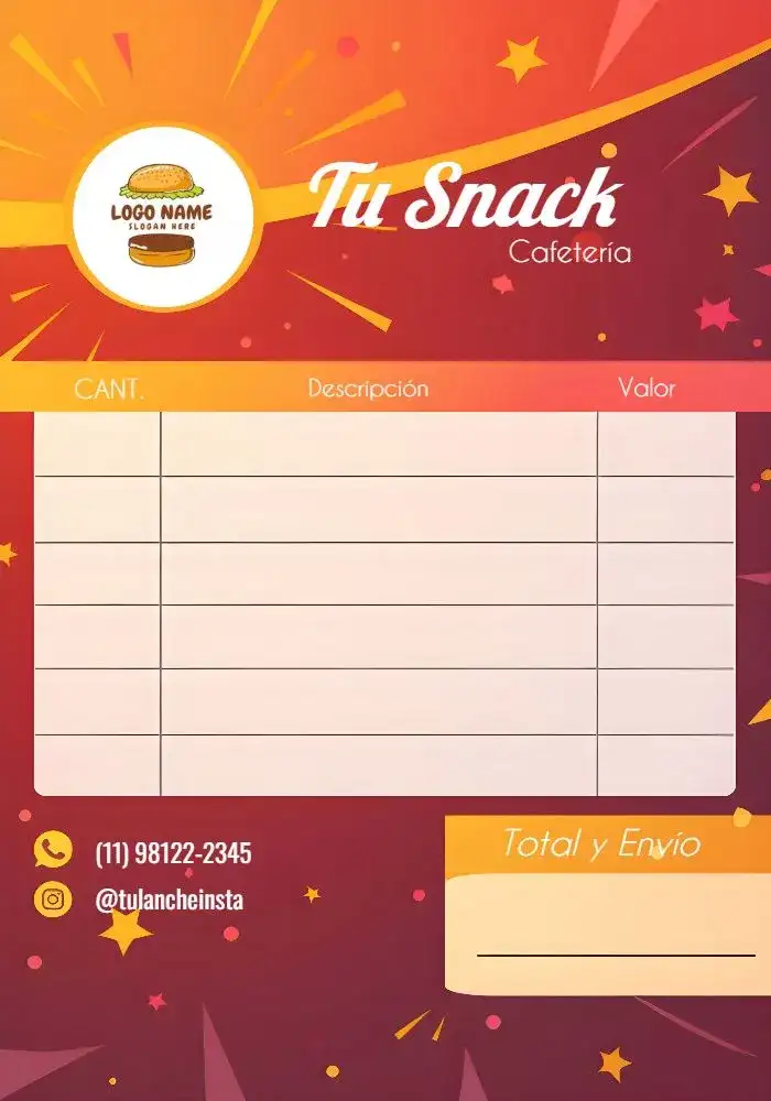 Comanda Para Cafetería Arte