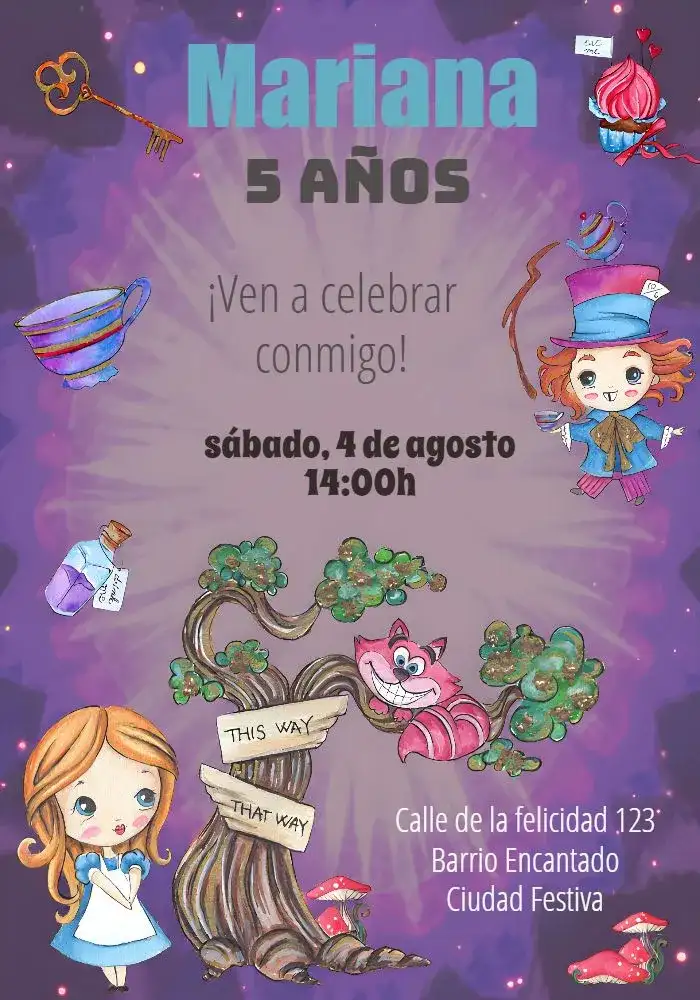 Alice En El País De Las Maravillas Acuarela