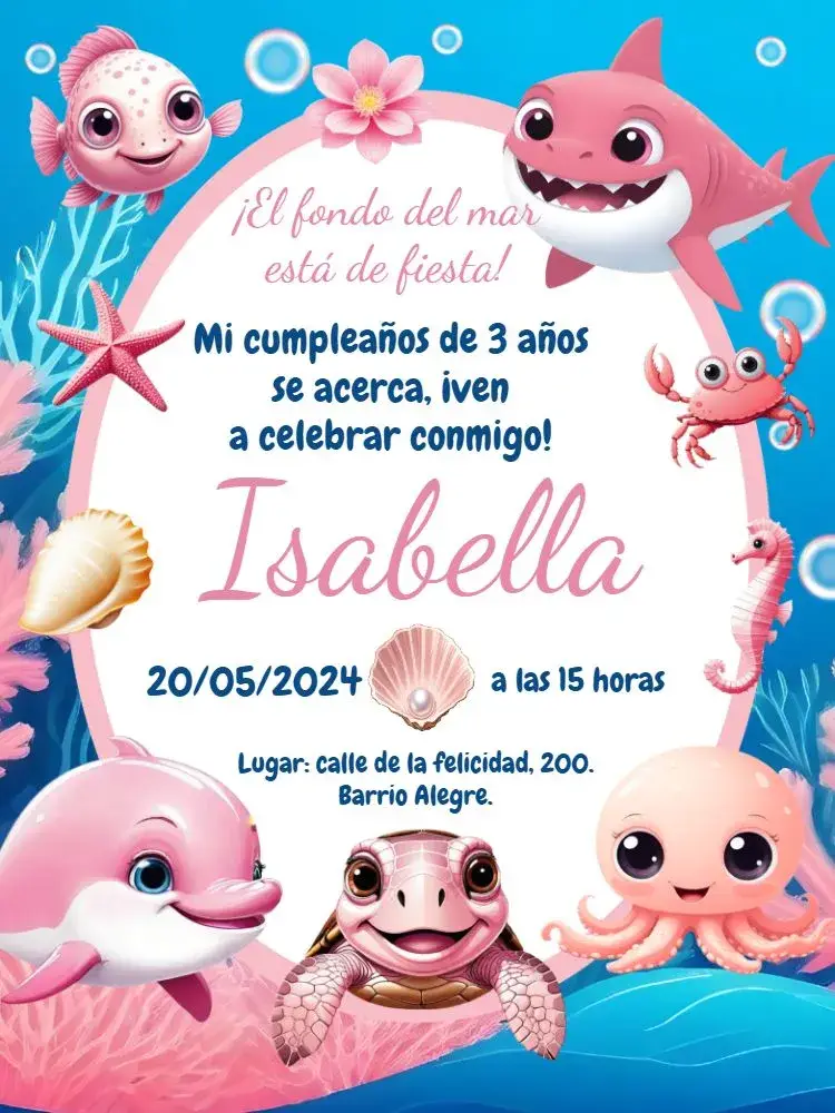 Invitación Fondo Del Mar Infantil