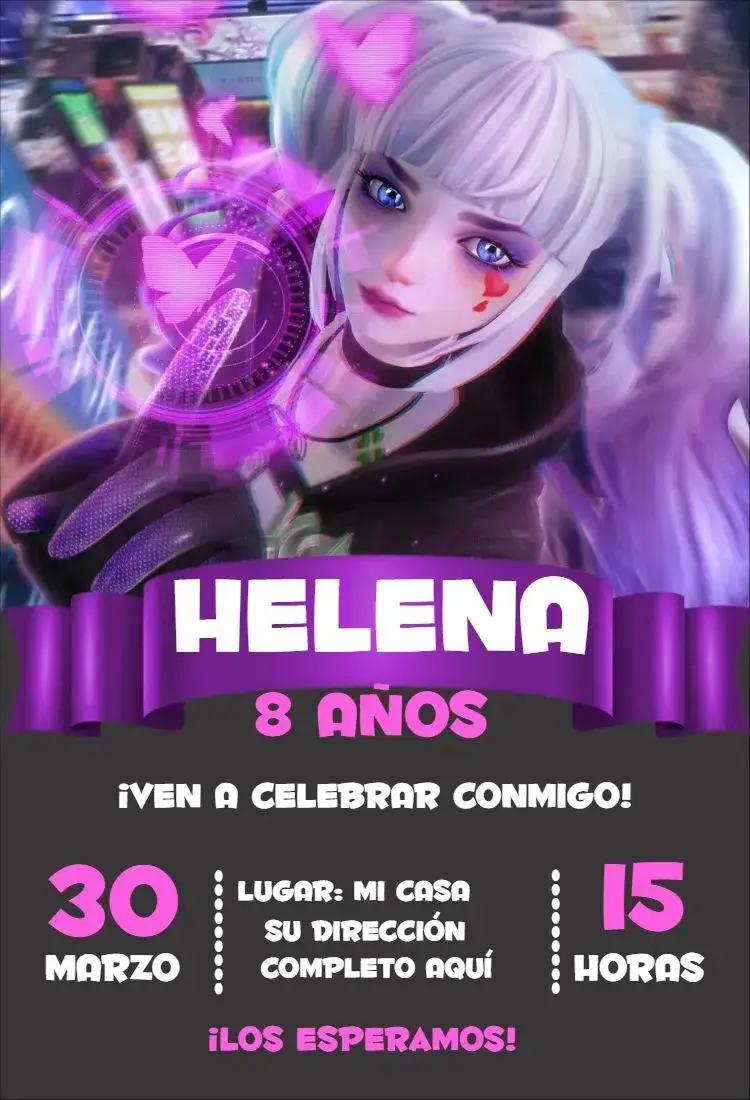 Invitación Dragon Raja 4 – tema Cumpleaños anime, colorido, fantasía, moderno, divertido, temático