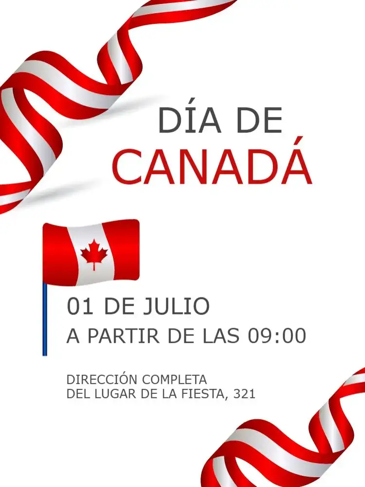 Invitación Día De Canadá Celebración – tema Fechas Conmemorativas rojo y blanco, minimalista, moderno, festivo, patriótico