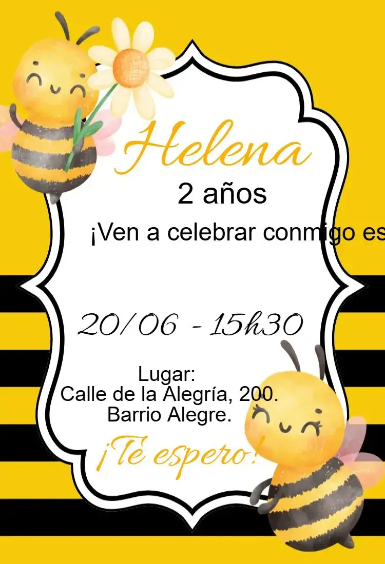 Invitación Cumpleaños de Abejita