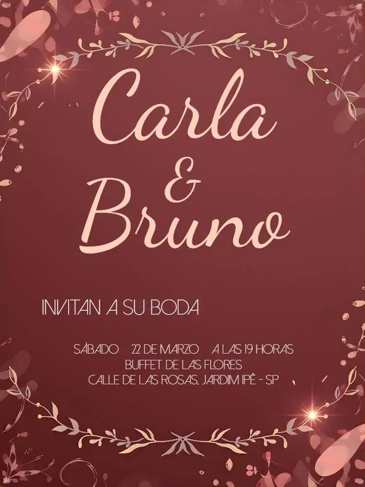 Invitación Boda Ramos Rosa – tema Boda floral, romántico, elegante, suave, moderno