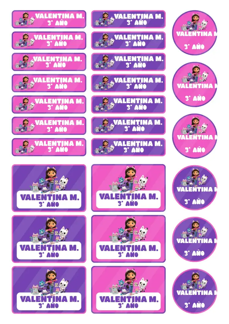 Etiqueta escolar tag La casa mágica de Gabby