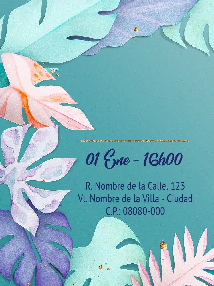 Invitación Virtual 60 Anos - Tropical Verano – tema Cumpleaños Infantil tropical, verano, foliajes, colorido, divertido