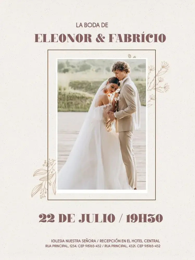 Invitación Boda Rústica y Delicada Claro