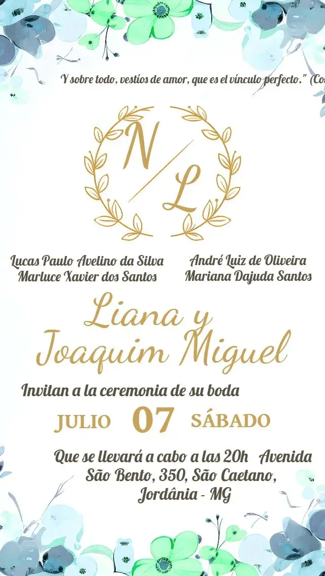Invitación Boda Monograma Verde