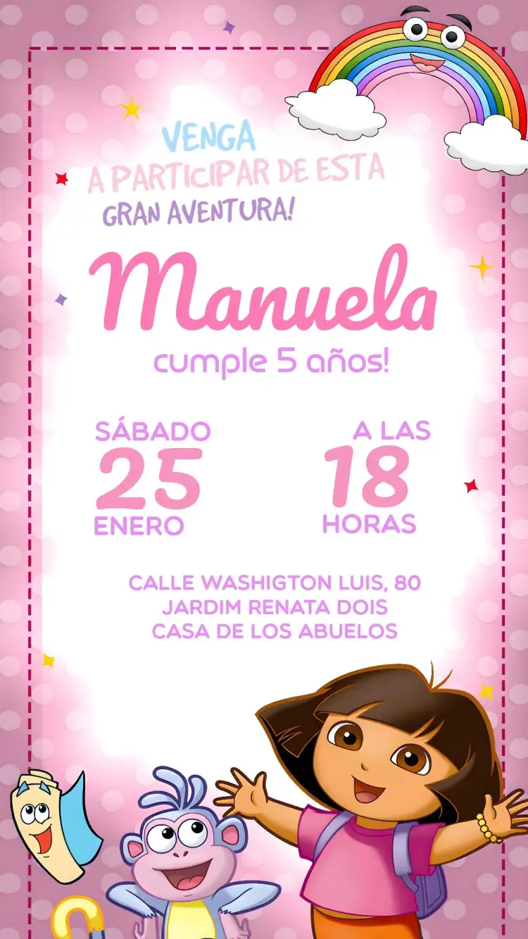 Invitación Dora la Exploradora Morada