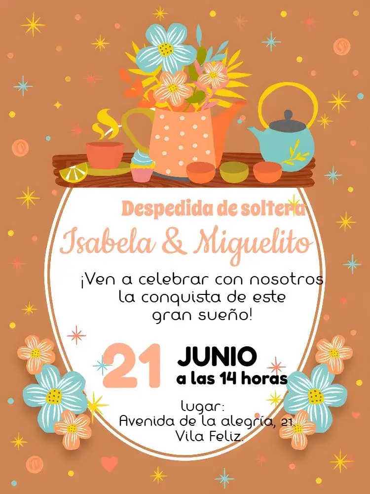 Invitación Despedida de Cocina – tema Despedida de Soltera vintage, floral, rústico, moderno, minimalista