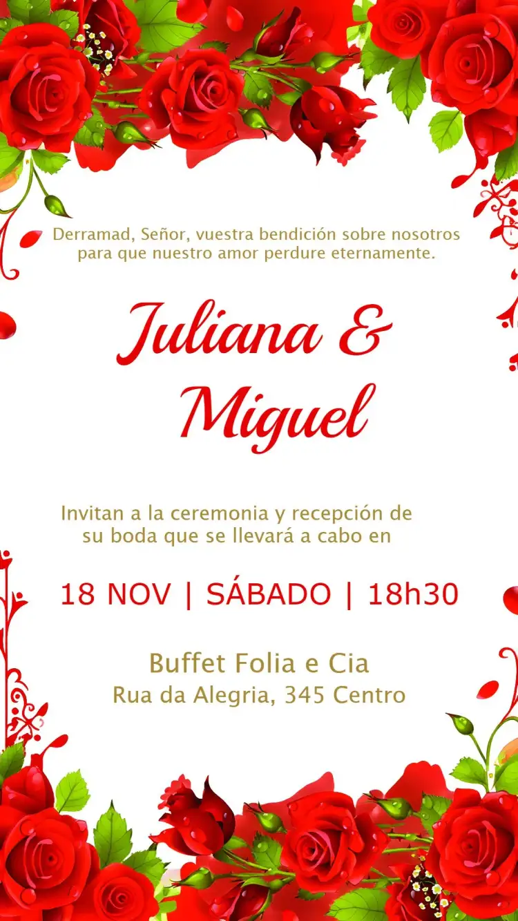 Invitación Boda Floral Flores – tema Boda floral, romántico, rojo, moderno, elegante, vibrante