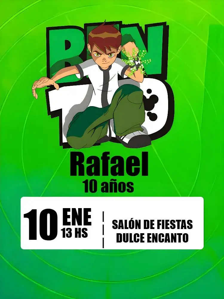 Invitación Ben 10 Negro