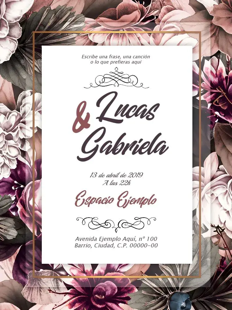 Invitación Boda Floral Marrón
