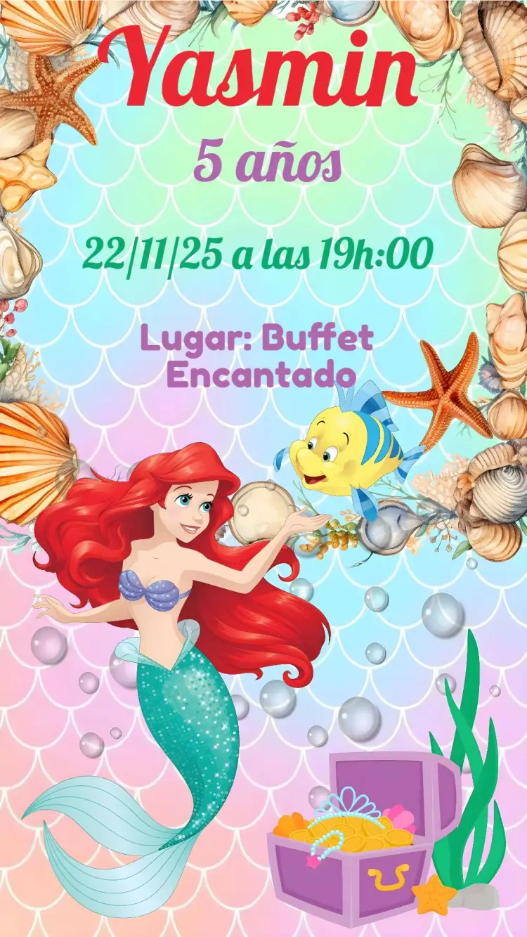 Invitación Sirena Ariel