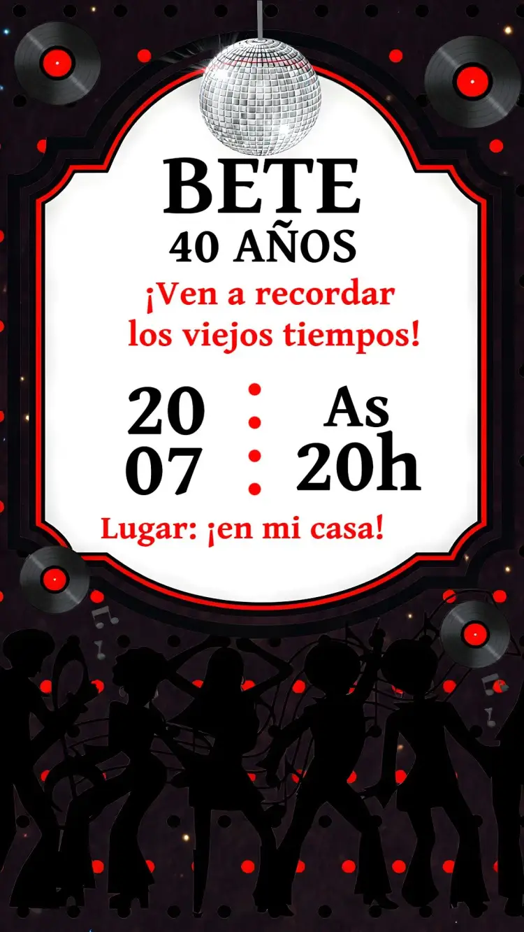 Invitación Anos 60 Discoteca
