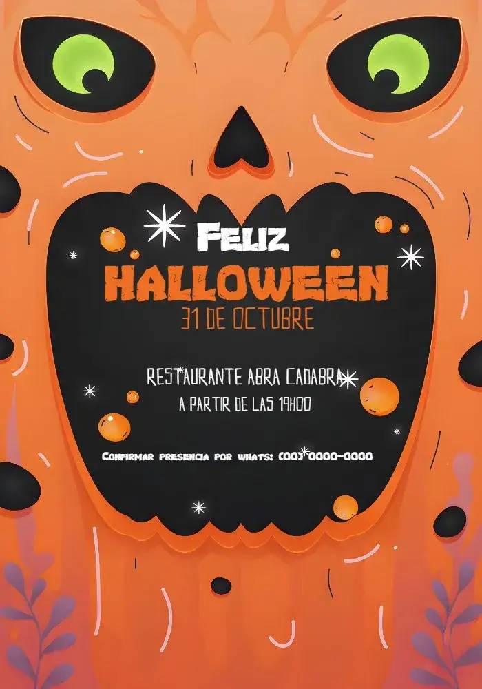 Invitación Fiesta De Halloween Terror – tema Fechas Conmemorativas terror, calabaza, brujas, colores oscuros, brillo, estilo festivo