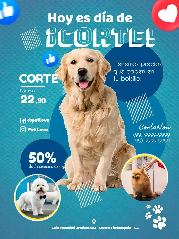 Invitación Folleto Para Tienda de Mascotas Perros – tema Más buscados moderno, lúdico, colorido, divertido, animales, juvenil