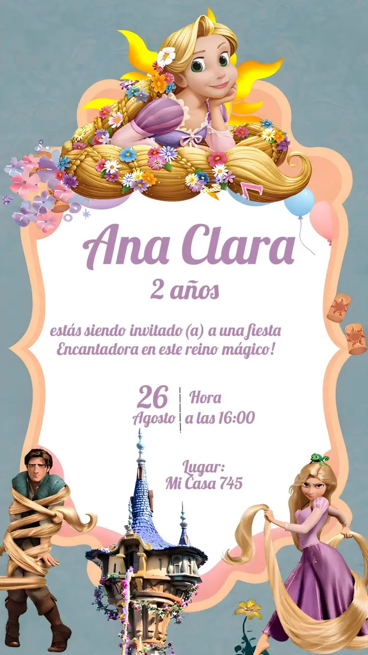 Invitación Enredados Lila