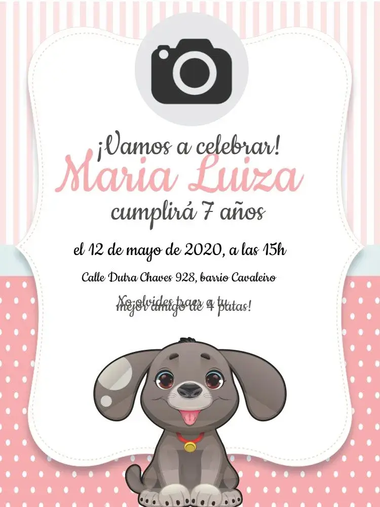 Invitación Perrita Rayada