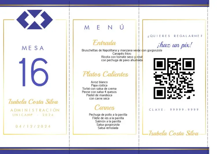 Invitación Menú Triángulo Graduación Administración Triángulo