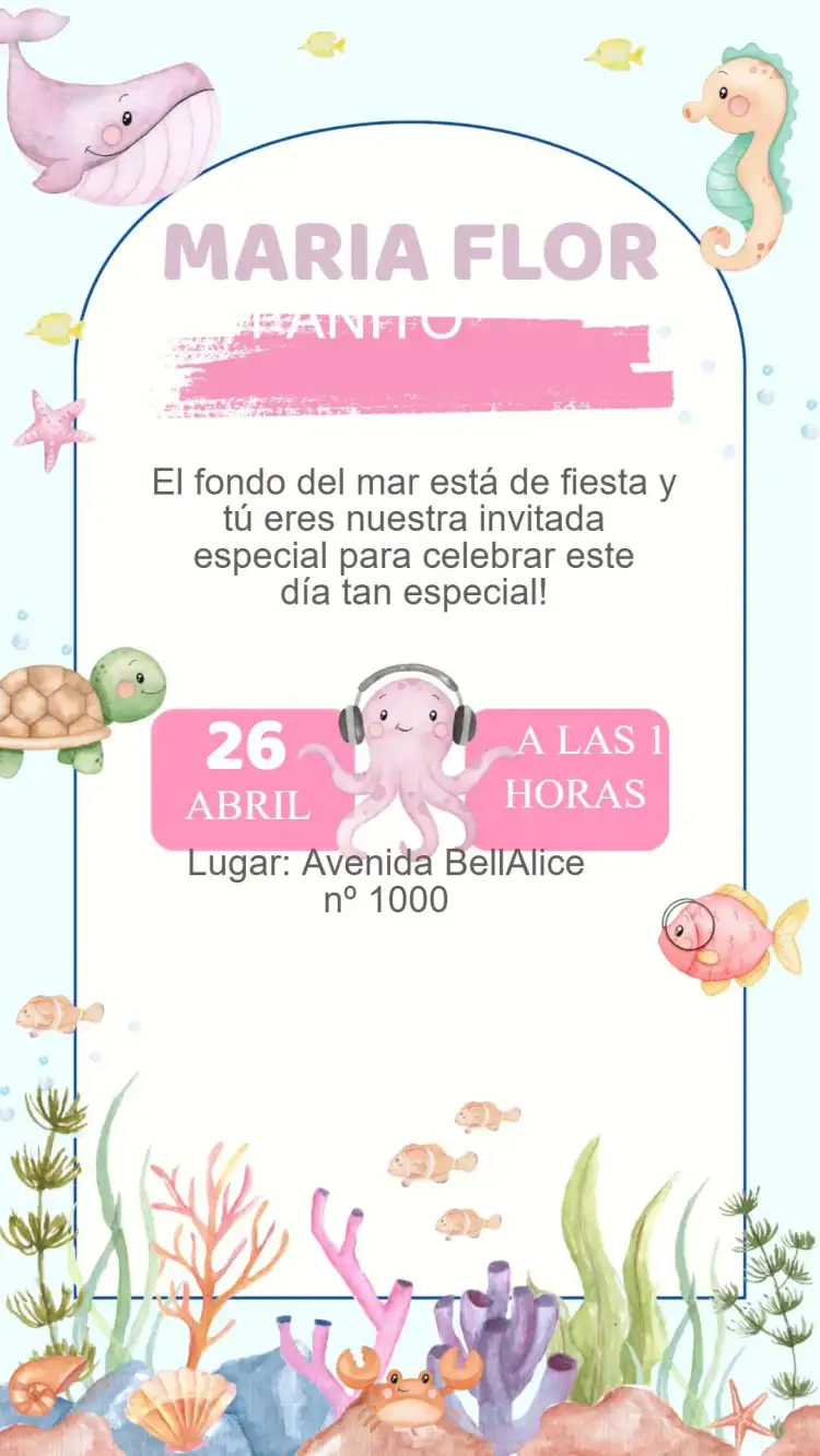 Invitación Cumpleaños Fondo del Mar