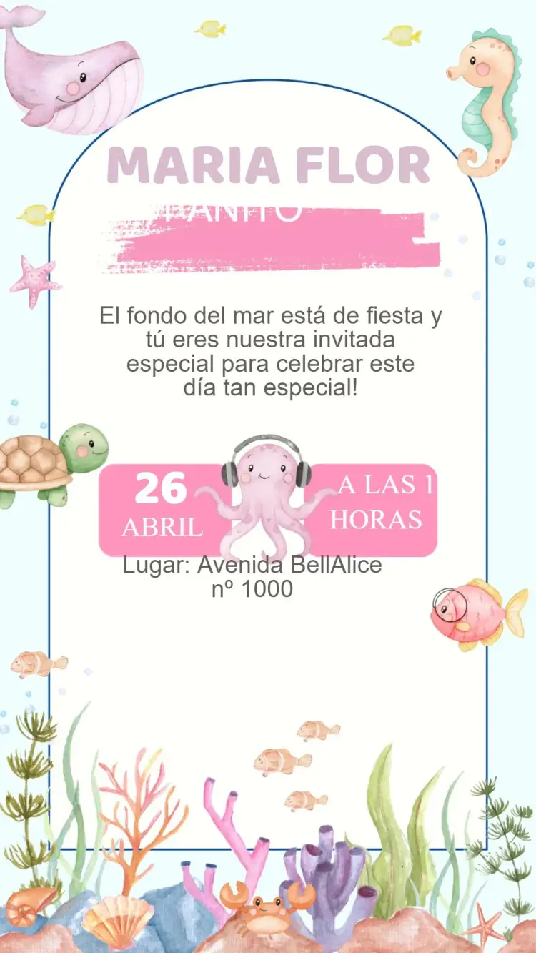 Invitación Cumpleaños Fondo del Mar
