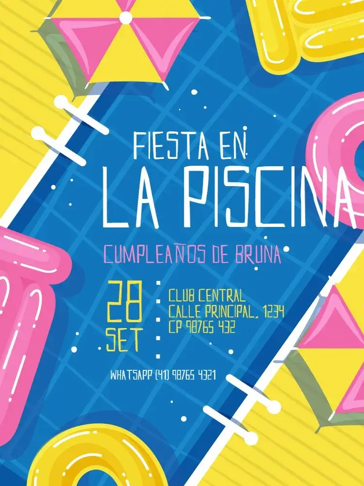 Invitación Pool Party Amarillo Joven