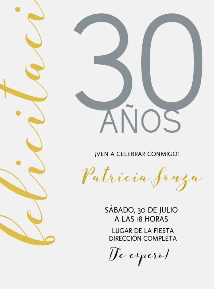 Invitación 30 Años Minimalista Treinta – tema 15 años minimalista, blanco y negro, moderno, elegante, festivo, sencillo