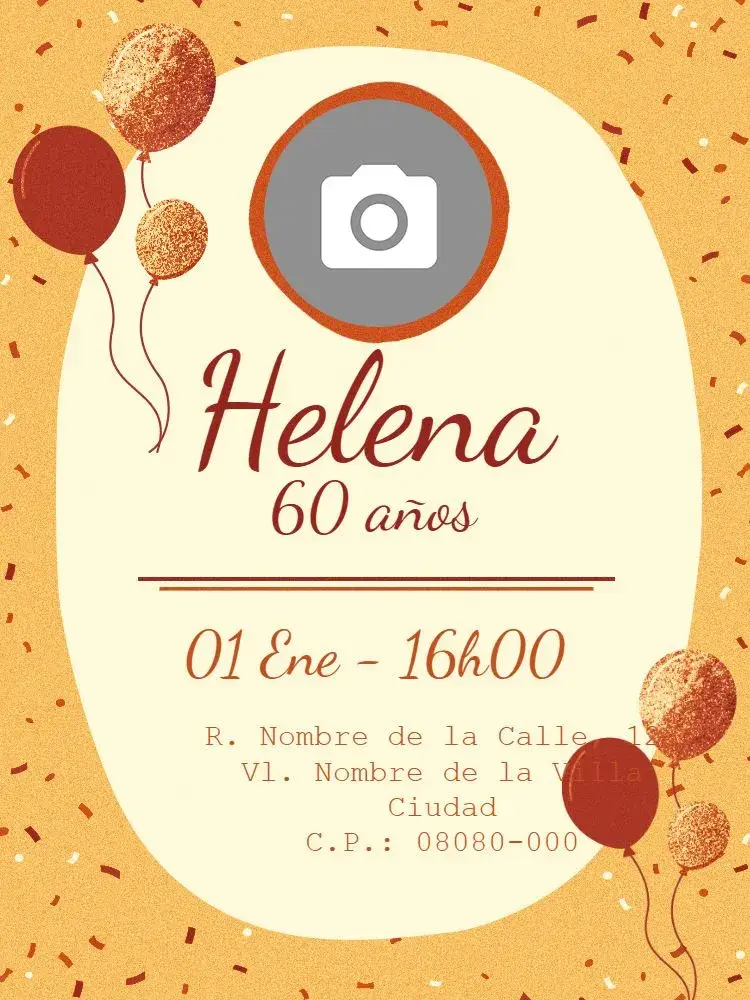 Invitación Virtual 60 Años - Globos Brillo