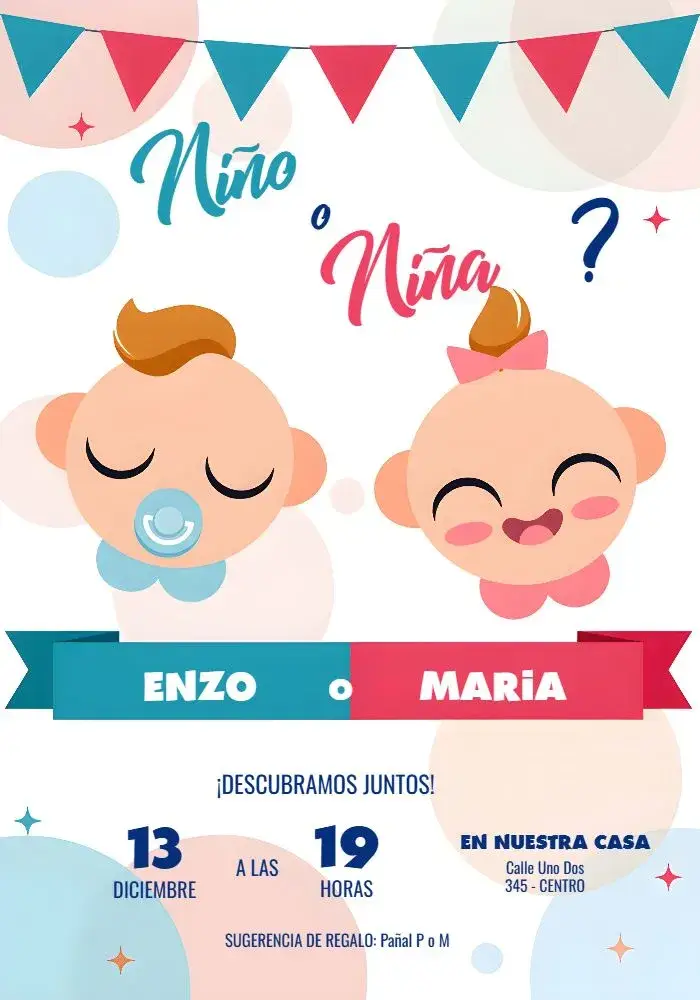 Invitación Baby Shower Lilac Gender Reveal