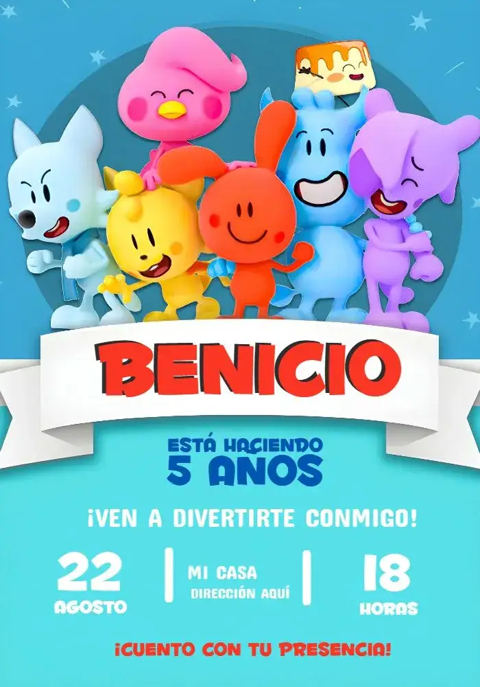Invitación Turma Do Cueio Gato Galáctico Verde – tema Cumpleaños Infantil galáctico, colorido, infantil, divertido, moderno, exploración espacial
