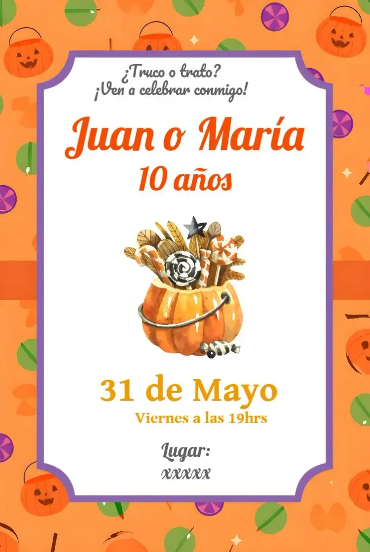 Invitación Halloween Naranja – tema Fechas Conmemorativas naranja, ajedrez, calabaza, divertido, festivo, colorido