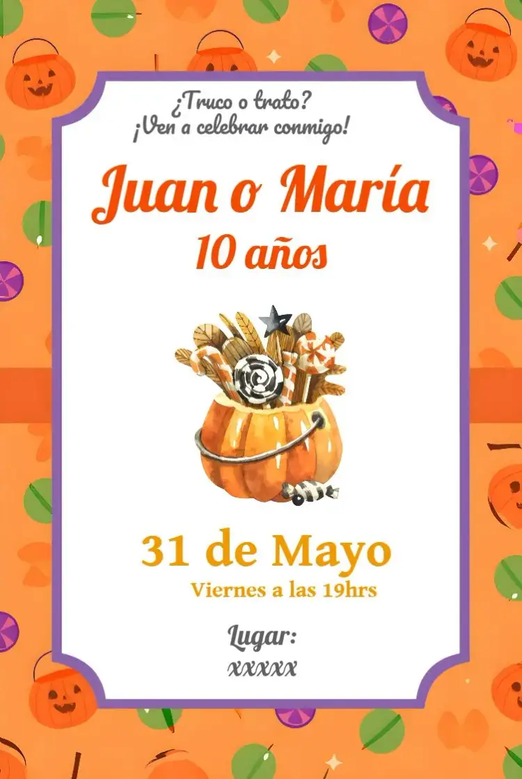 Invitación Halloween Naranja