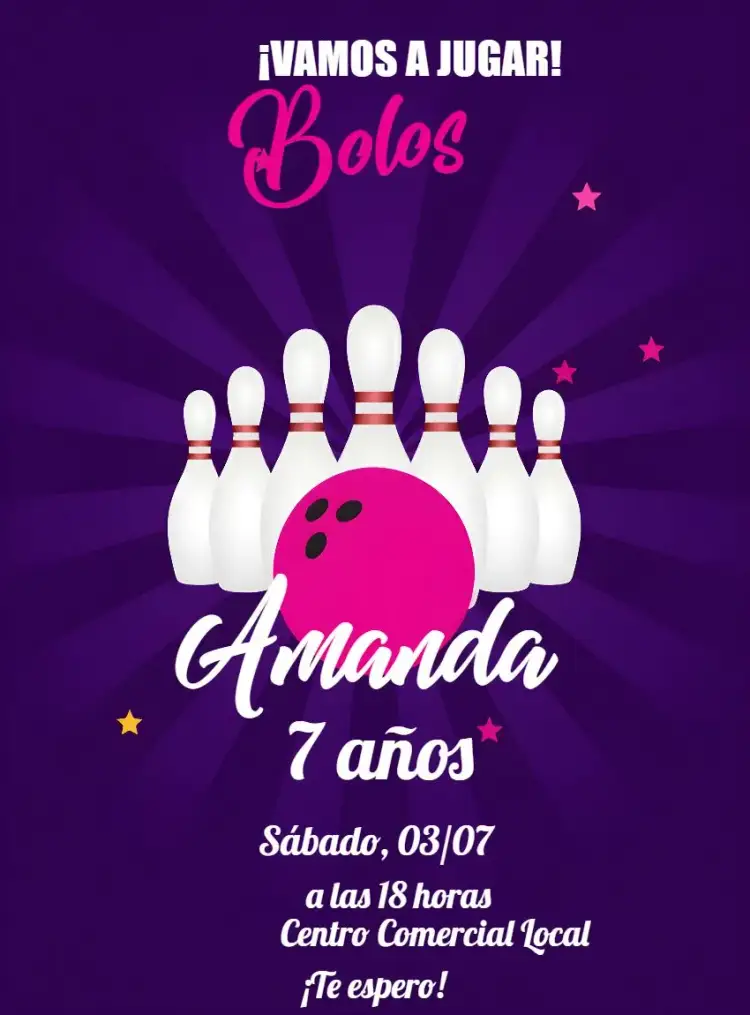 Invitación Boliche Hacer – tema Más buscados moderno, vibrante, divertido, temático, colorido