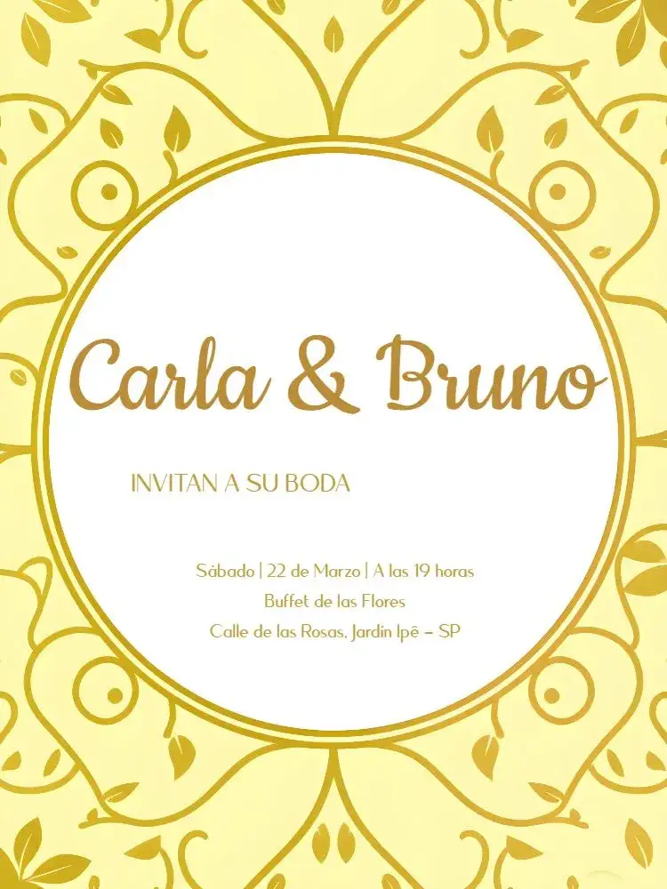 Invitación Boda Arabescos Dorados – tema Boda dorado, provenzal, elegante, clásico, minimalista, romántico