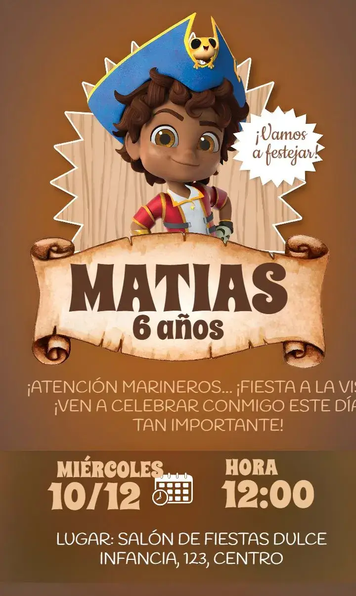Invitación Santiago Dos Mares Marrom editable y personalizable