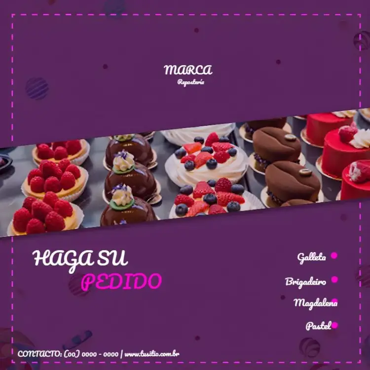 Invitación Publicación Para Pastelerías / Confiterías Con Foto Morada