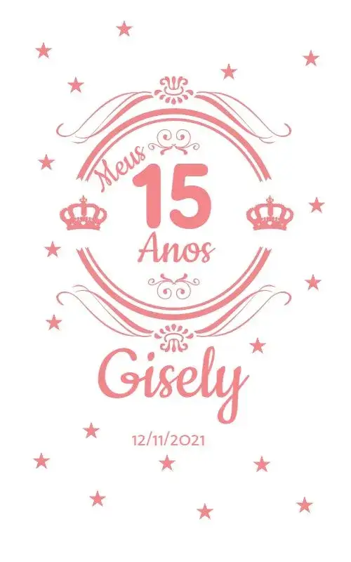 Invitación Arte Para Vaso 15 Años Digital – tema 15 años rosa, moderno, elegante, corona, estrella, fiesta sofisticada