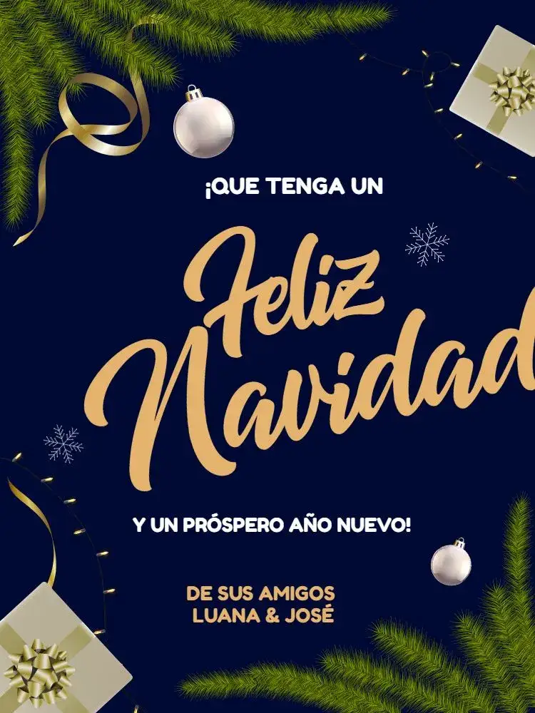 Invitación Tarjeta De Navidad Elegante Fin De Año – tema Tarjeta elegante, dorado, oscuro, festivo, moderno