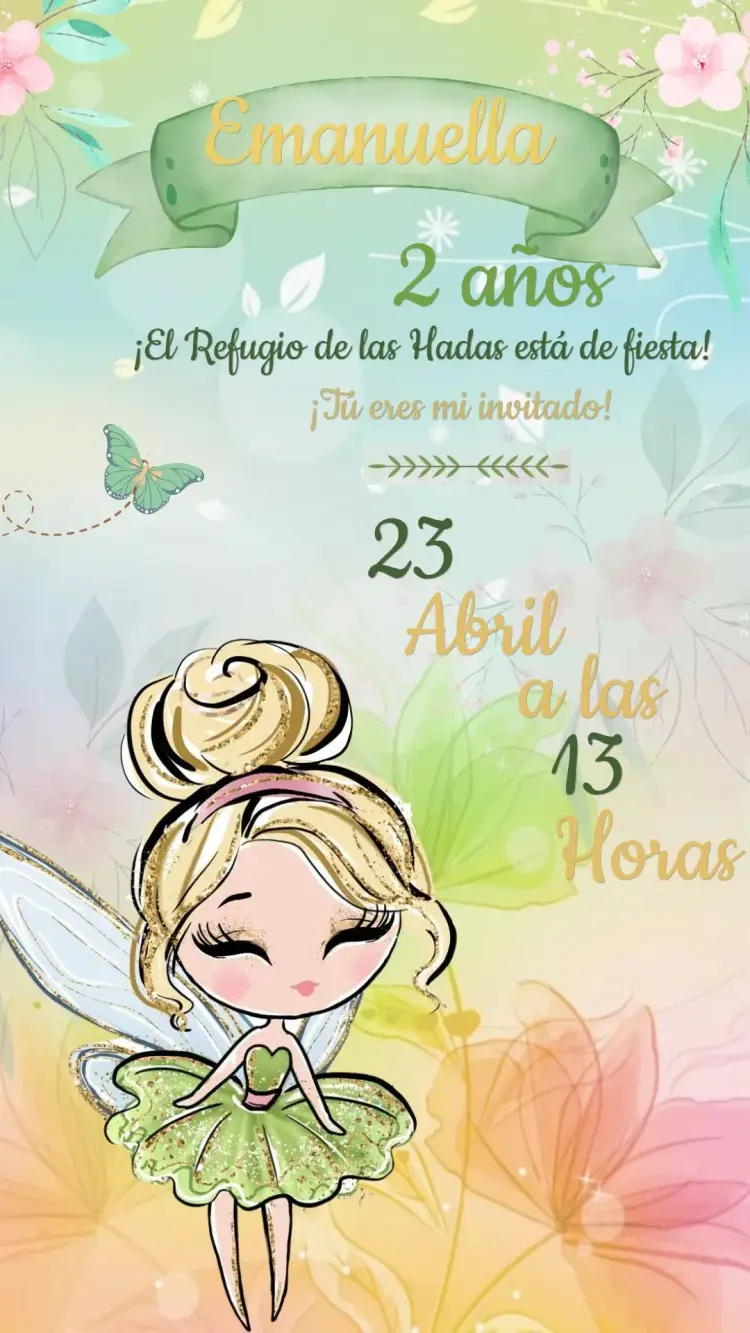 Invitación Cumpleaños Campanilla Campanita